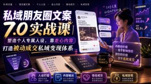 私域朋友圈文案7.0实战课｜塑造个人专属人设，靠走心内容打造被动成交私域变现体系-资源站