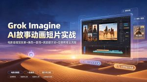 Grok Imagine AI故事动画短片实战：电影级视觉效果+角色一致性+高级提示词+后期剪辑全流程-资源站
