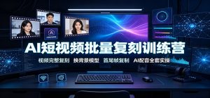 AI短视频批量复刻训练营：视频完整复刻，换背景模型、首尾帧复制、AI配音全套实操-资源站