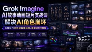 Grok Imagine AI故事动画短片实战课|解决AI角色崩坏,从零制作电影级叙事动画、精剪成片全教程(中英字幕)-资源站