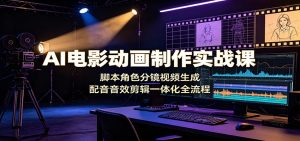 AI电影动画制作实战课：脚本角色分镜视频生成，配音音效剪辑一体化全流程-资源站