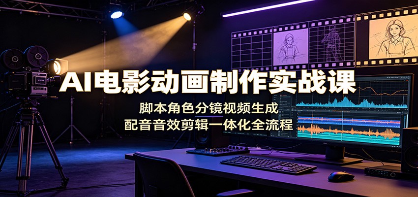 AI电影动画制作实战课：脚本角色分镜视频生成，配音音效剪辑一体化全流程-资源站