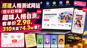 搭建人格测试网站在小红书做趣味人格自测，客单价2.98，310天卖了4.3w单！-资源站
