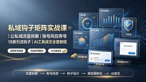 私域钩子矩阵实战课〓公私域流量拆解｜账号风控养号｜18类引流钩子｜AI工具成交全套教程-资源站
