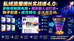 私域流量增长实战课4.0：多账号矩阵布局+朋友圈人设打造+钩子引流+成交转化全流程落地-资源站