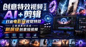 创意特效视频实战课，AI+剪辑打造电影级视觉特效，让普通素材变成刷屏级创意短视频-资源站