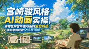 宫崎骏风格AI动画实操，带你复刻宫崎骏动画的治愈质感，从创意到成片全流程落地-资源站