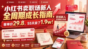 小红书卖职场新人全周期成长指南，客单价29.8，55天卖了1.9w！-资源站