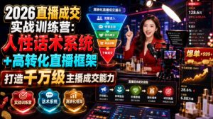 2026直播成交实战训练营:人性话术系统+高转化直播框架,打造千万级主播成交能力-资源站