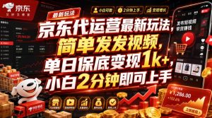 京东代运营最新玩法，简单发发视频，单日保底变现1k+，小白2分钟即可上手【揭秘】-资源站