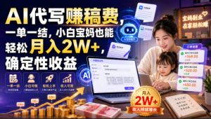 AI代写賺稿费,一单一结,小白宝妈也能轻松月入2W+,确定性收益【揭秘】-资源站