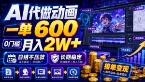 AI代做动画,一单600,0门槛月入2W+,日结不压款,长期稳定【揭秘】-资源站