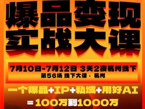 爆品变现实战大课,从爆品,到流量,到成交,一个爆品+IP+私域+用好AI=100W到1000W(7月10-12日)-资源站