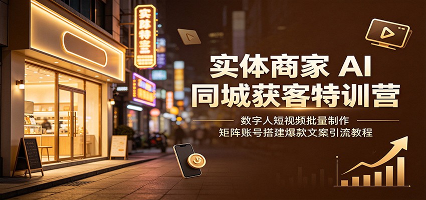 实体商家AI同城获客特训营：数字人短视频批量制作，矩阵账号搭建爆款文案引流教程-资源站