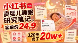 小红书卖婴儿睡眠研究笔记,客单价24.9,320天卖了20w+-资源站
