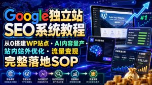 Google独立站SEO系统教程，从0搭建WP站点・AI内容量产・站内站外优化・流量变现完整落地SOP(2026年7月)-资源站