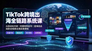 TikTok跨境出海全链路系统课-2026年7月：AI自动化内容｜批量矩阵起号｜蓝海选品回款全链路出海实操课程-资源站