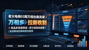 老火电商03期万相台截流课：竞品多渠道筛选｜多计划测试递增｜全站联动拉新收割全套实操教学-资源站