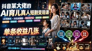 AI育儿真人短剧变现课：AI写剧本×AI生成画面×零成本产出×伙伴计划×分成计划×光合计划×商单收徒-资源站