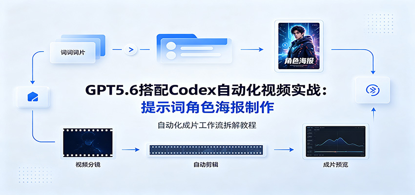 GPT5.6搭配Codex自动化视频实战：提示词角色海报制作，自动化成片工作流拆解教程-资源站
