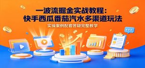 一波流掘金实战教程:快手西瓜番茄汽水多渠道玩法,实操案例配套答疑完整教学-资源站