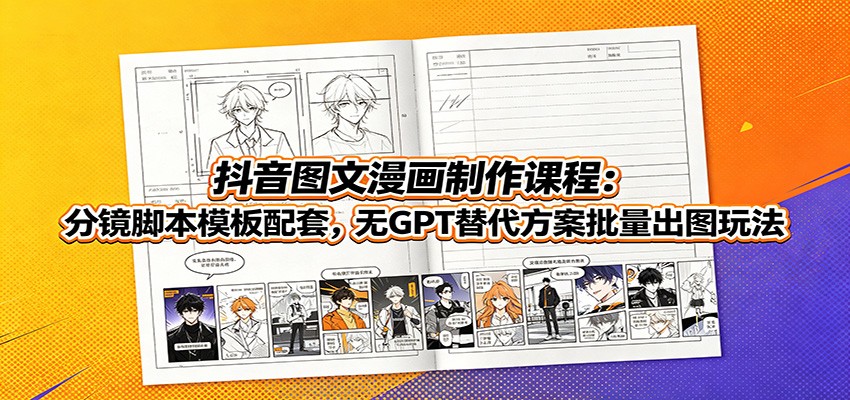 抖音图文漫画制作课程：分镜脚本模板配套，无GPT替代方案批量出图玩法-资源站
