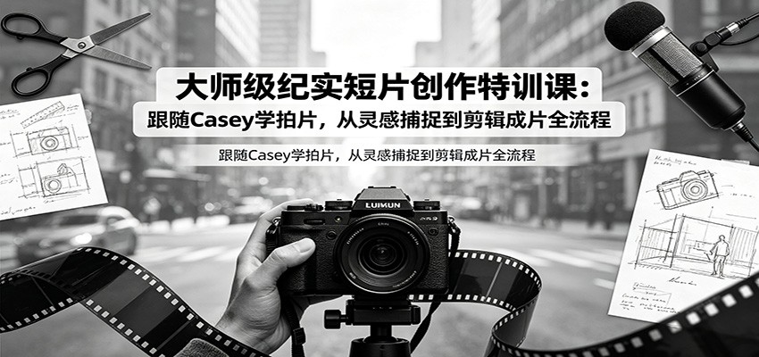 大师级纪实短片创作特训课：跟随Casey学拍片，从灵感捕捉到剪辑成片全流程-资源站