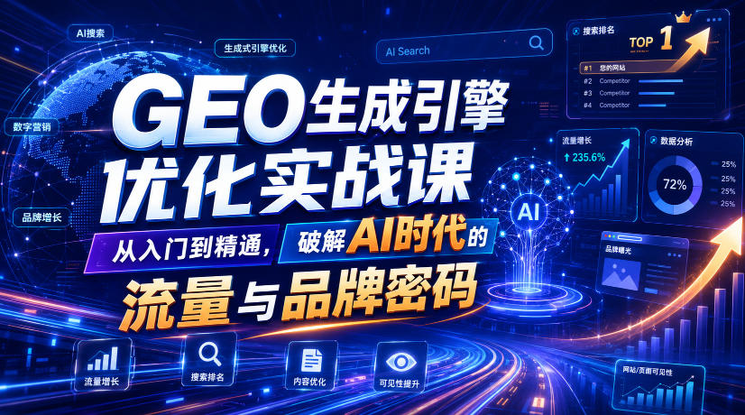 GEO生成引擎优化实战课，从入门到精通，破解AI时代的流量与品牌密码-资源站