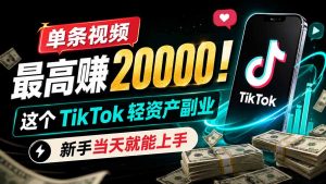 单条视频最高赚 20000！这个 TikTok 轻资产副业，新手当天就能上手-资源站