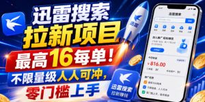 迅雷搜索拉新项目,最高16每单!不限量级人人可冲,零门槛上手(更新0721)-资源站