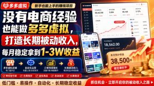 没有电商经验也能做多多虚拟,打造长期被动收入,每月稳定拿到1-3W收益【揭秘】-资源站