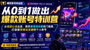 从0到1做出爆款账号特训营,从底层心法出发,教你像素级拆解热门视频,打造能持续出流量的个人账号-资源站
