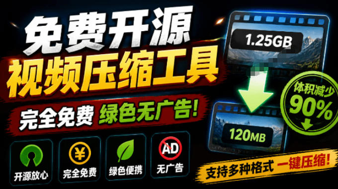 Github开源视频压缩瘦身工具，轻松压缩90%，并保持画质清晰，完全免费绿色无广告！VideoSlim-资源站
