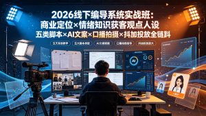 2026线下编导系统实战班：商业定位×情绪知识获客观点人设五类脚本×AI文案×口播拍摄×抖加投放全链路-资源站