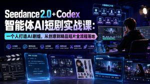Seedance2.0+Codex智能体AI短剧实战课：一个人打造AI剧组，从创意到精品短片全流程-资源站