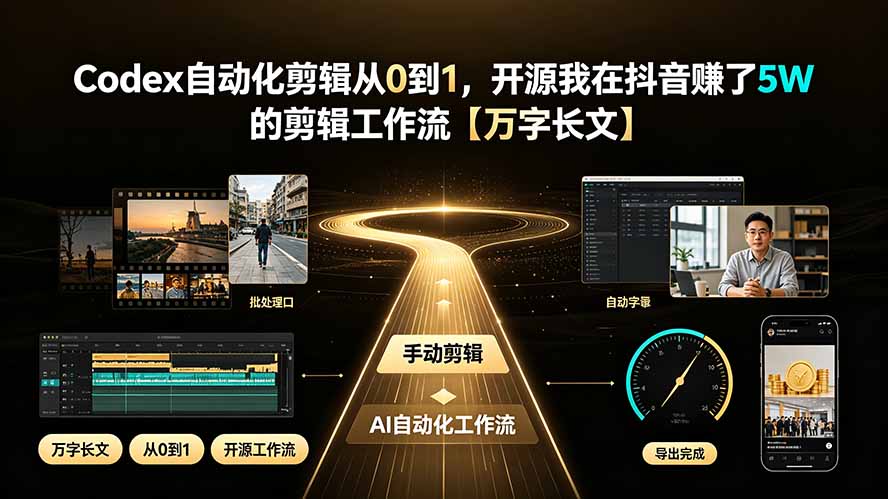 Codex自动化剪辑从0到1，开源我在抖音赚了5W 的剪辑工作流【万字长文】-资源站