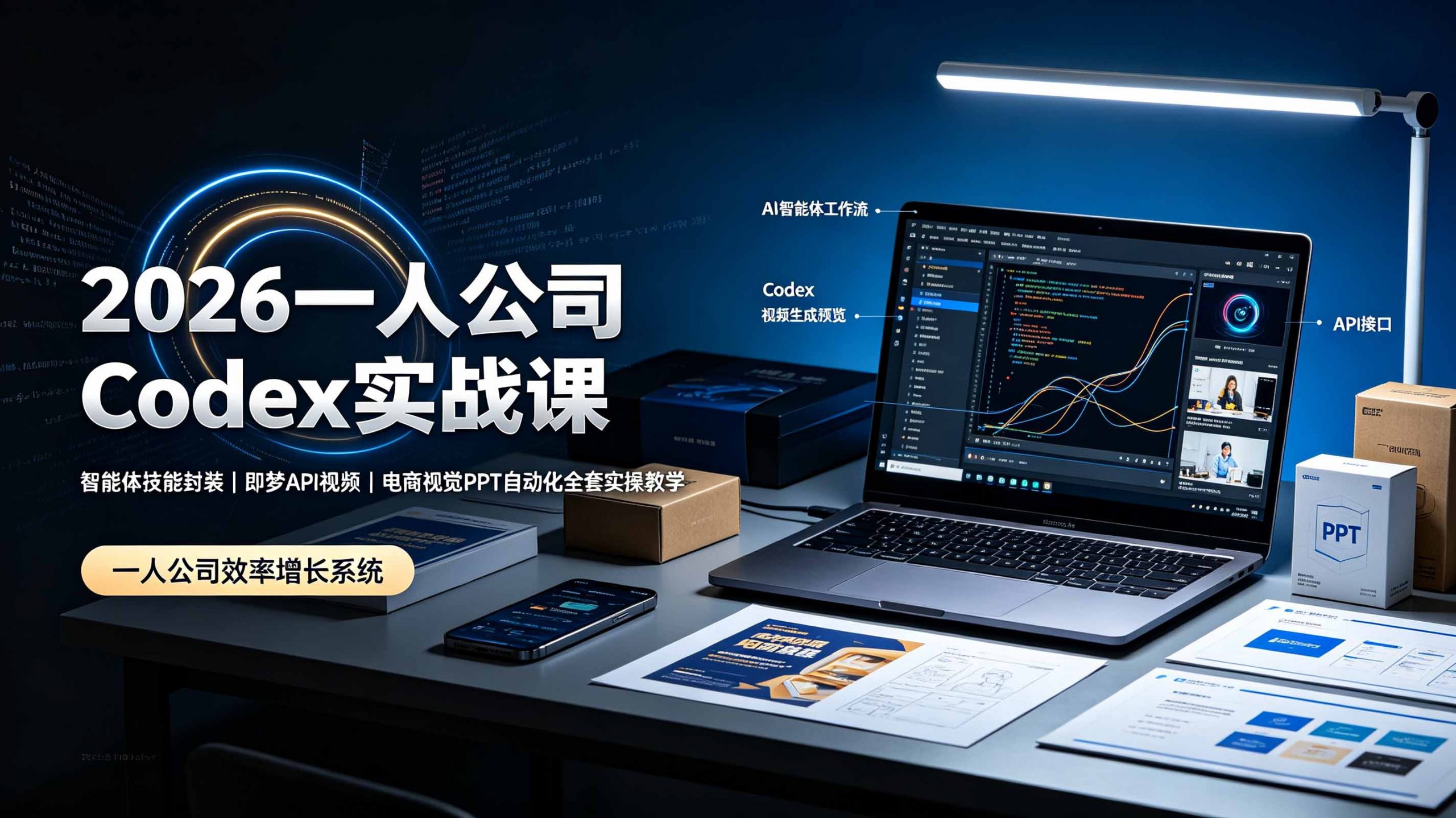 2026一人公司Codex实战课◆智能体技能封装|即梦API视频|电商视觉PPT自动化全套实操教学-资源站