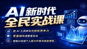 AI新时代全民实战课，把 AI 工具转化为创收竞争力，零基础吃透整套玩法，借助AI完成个人能力升级与收益增收。-资源站