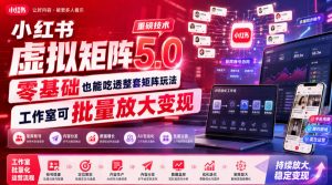 小红书虚拟矩阵5.0重磅技术，零基础也能吃透整套矩阵玩法，工作室可批量放大变现-资源站