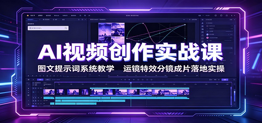 AI视频创作实战课:图文提示词系统教学,运镜特效分镜成片落地实操-资源站