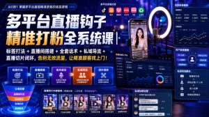 多平台直播钩子精准打粉全系统课｜标签打法+直播间搭建+全套话术+私域导流+直播切片闭环，告别无效流量，让精准顾客找上门！-资源站