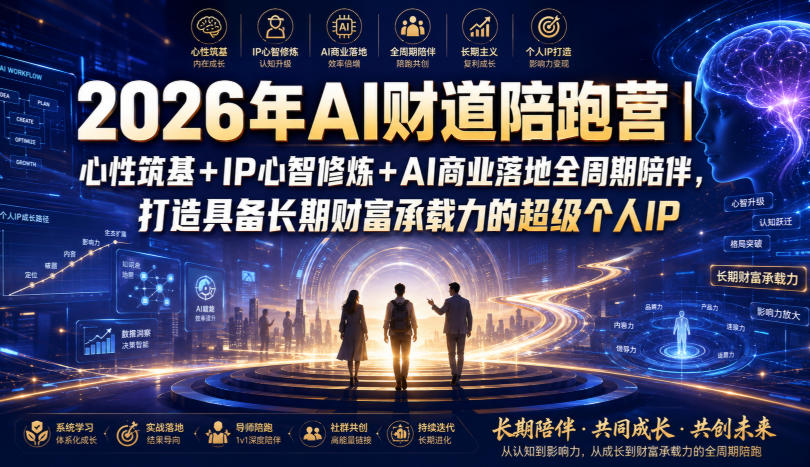 2026年AI财道陪跑营｜心性筑基+IP心智修炼+AI商业落地全周期陪伴，打造具备长期财富承载力的超级个人IP-资源站