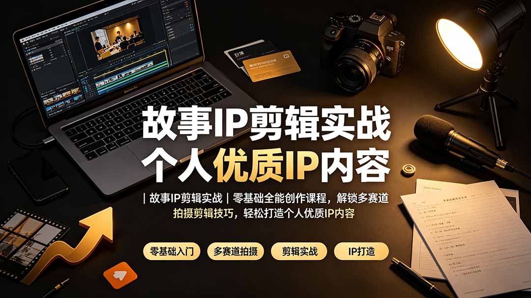 故事IP剪辑实战｜零基础全能创作课程，解锁多赛道拍摄剪辑技巧，轻松打造个人优质IP内容-资源站