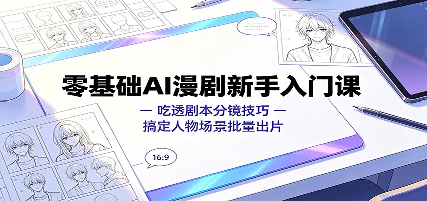 零基础AI漫剧新手入门课:吃透剧本分镜技巧,搞定人物场景批量出片-资源站