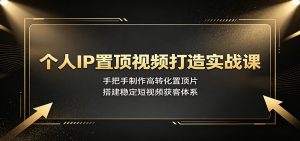 个人IP置顶视频打造实战课：手把手制作高转化置顶片，搭建稳定短视频获客体系-资源站