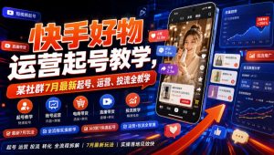 快手好物运营起号教学，某社群7月最新起号、运营、投流全教学-资源站