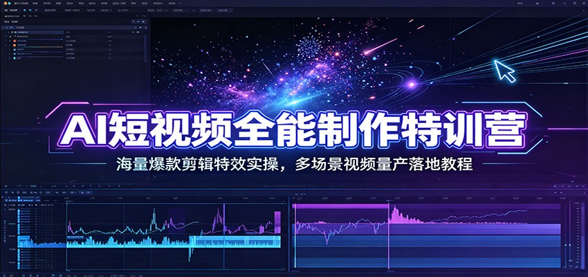 AI短视频全能制作特训营:海量爆款剪辑特效实操,多场景视频量产落地教程-资源站