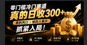 零成本冷门赛道，真的日300+真风口，做得人极少！赶紧入局，超级简单！-资源站