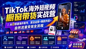 TikTok海外短视频橱窗带货实战营｜从0搭建海外账号，算法运营+爆款内容+自然流量变现全流程-资源站