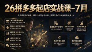 26拼多多起店实战课-7月｜市场调研定位赛道，矩阵秒杀万人团实操，强弱付费打法解决新品起量卡点-资源站